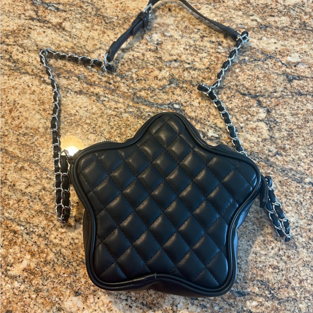 Ch* n*l like star purse Black Quilted Crossbody Bag